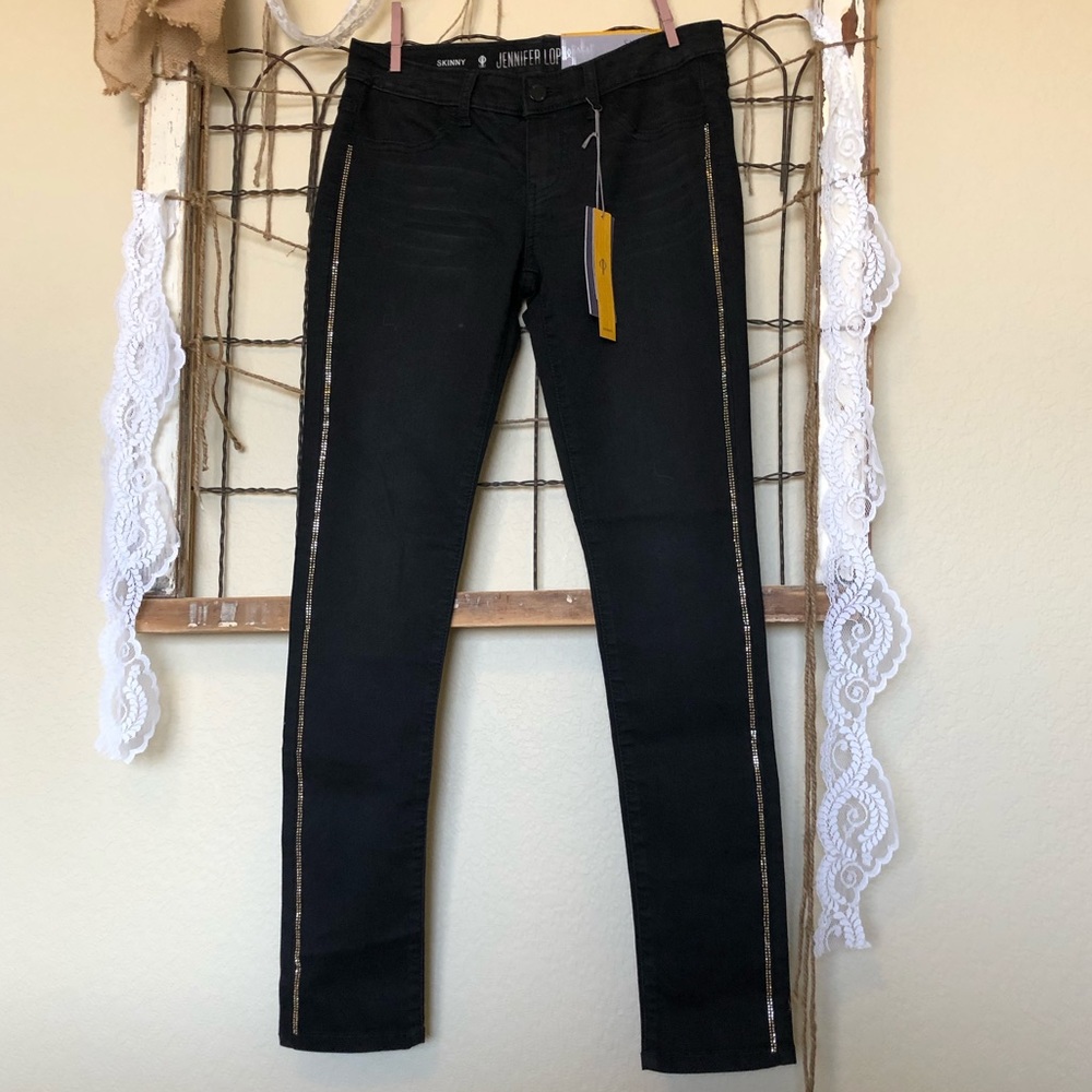 Jennifer Lopez Black Embellished Skinny Jeans